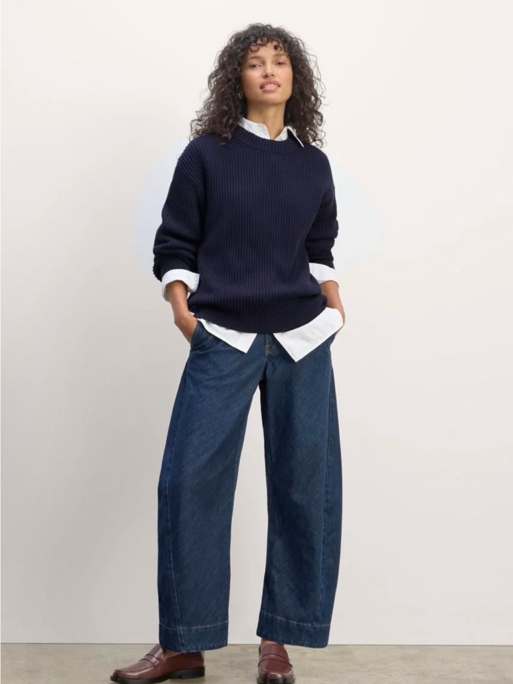 Everlane - The Cocoon Crew in Everyday Cotton - Navy Blue Cotton Size XL